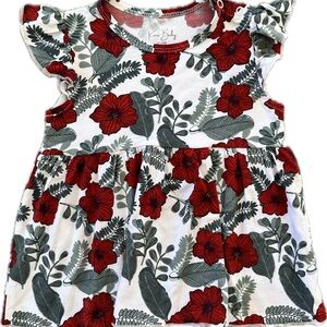 18-24M Baby Girl Toddler Bamboo Dress Summer Spring Baby Clothes Red Tropical